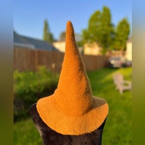 Felted wool handmade crotchet witch hat